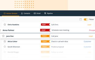 Say goodbye to a dead database! In OnePageCRM, your contacts are sorted by task priority in a dynamic to-do list. 

