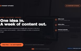 The OnePress workspace — a brief in, finished artifacts out: decks, podcasts, videos