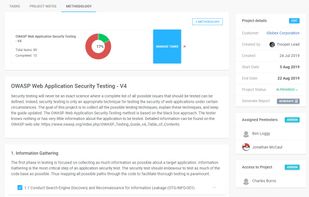 Attach one or multiple methodologies and/or tasks to projects to ensure testers never miss a beat. Create your own custom methodologies and task lists and help the less experienced pentesters get up to speed quickly and keep all testing on par!