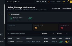 Invoice builder and income head