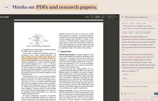 Works on PDFs and research papers in its built-in PDF viewer.