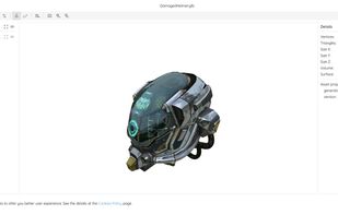 Default view of a helmet mesh with textures.