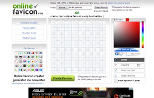 Online favicon generator homepage