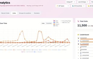 Per-link analytics by source and country.
