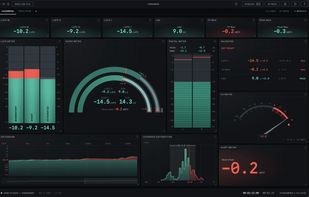 The loudness tab: momentary, short-term and integrated LUFS, true peak, VU, a histogram and a delivery validator on one canvas.