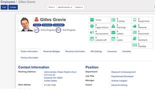 Employee Master
Store the personal information, Job details, system access permission contact info; attach contract, timesheet and leave details in employee master.