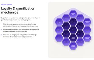Combine points, coupons, rewards, tiers, streaks, achievements, and more loyalty and gamification mechanics.