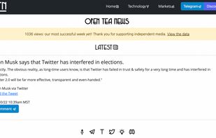 Open Tea News' homepage