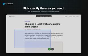 Region capture: drag the selection, resize with the handles, then confirm. No keyboard shortcuts required.