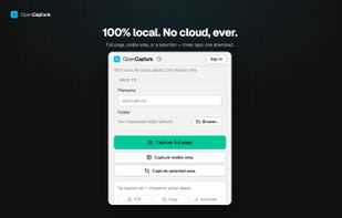 Capture history kept locally in the browser — the last 50 captures, reopened in one click, never synced anywhere.