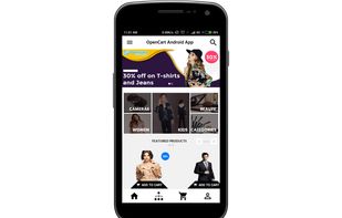 Homepage of Android app. It works with OpenCart website