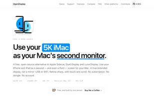 Website. Use your 5K imac as your Mac's second monitor.