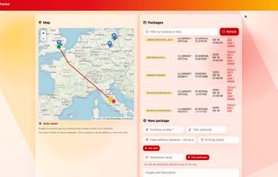 Admin panel: parcel list and map