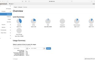 Overview page. Openstack Horizon dashboard.