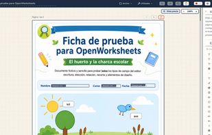 Worksheet editor with interactive answer fields over a PDF