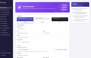 Invoice generator with templates