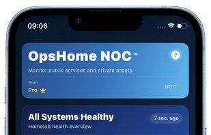 Overview dashboard showing system health, uptime, assets and alerts.