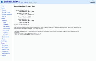 Optimalon Online Panel Cut Optimizer screenshot 1