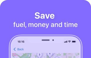 Get insights into how many kilometers and how much time you save by using Optiway.