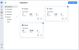Connecting an AI provider account and switching between providers