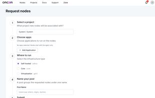 Request page, multiple nodes can be requested at once, or via CLI.