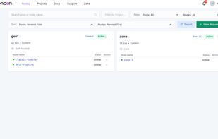 Main dashboard with fleet of nodes (can be thousands). 