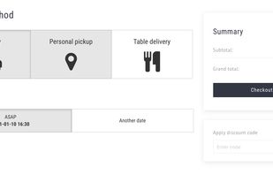 Deliveries can be carried out either through in-person pick-up, delivery to a specific address or directly to the table in a restaurant. The system allows users to specify different delivery prices, based on postal codes or cities.