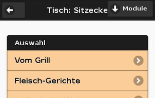 Order-process: selection of products and display of the already added products for that table