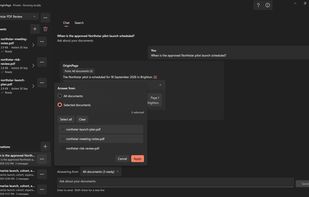 Choose which documents a question may use within a workspace.