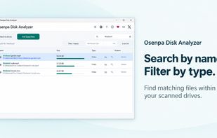 Product visual: search scanned names and filter by file type to narrow the results.