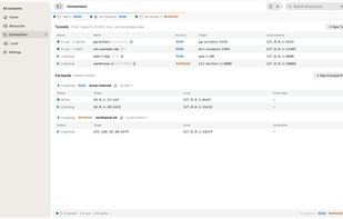 Tunnels to 127.0.0.1 and forward profiles through a bastion VM.