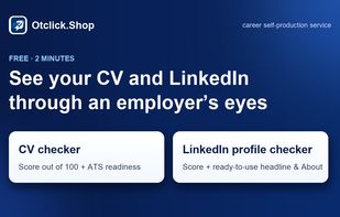 Two free checks: CV score out of 100 and LinkedIn profile review