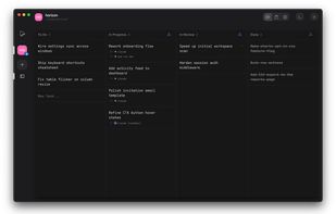 Kanban board view showing tasks with idle and busy agents.