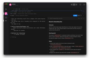 Terminal stack view showing a terminal with attached markdown plan file preview.