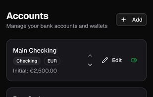 Multi-currency account list
