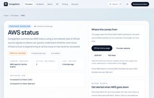 Depth: live status, uptime history, incidents.