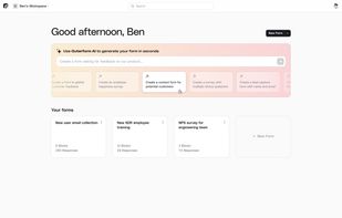 AI form generator + dashboard