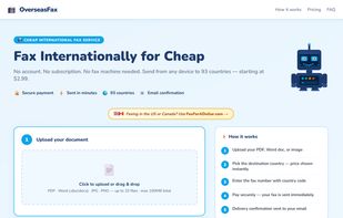 Homepage — Send a fax to over 90 countries in minutes, with no sign-up and no monthly fees.