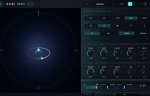ORBIT's interface: the trajectory around the listener's head, with the distance, Doppler, chaos and room controls.