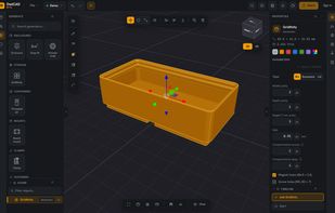 The Gridfinity generator. Set the size in grid units, the wall thickness and the compartments, tick magnet or screw holes, and the bin rebuilds. One of 32 generators covering gears, threads, enclosures, bearings and hinges.