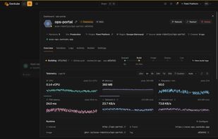 App overview with live telemetry and its HTTPS address
