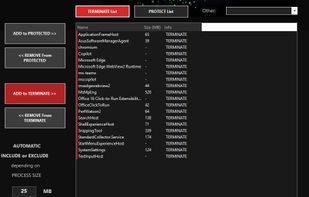 Remove all processes on the terminate list.
Once or continuous.