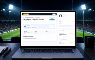 A premium sports platform shown on a laptop inside a modern stadium media suite, highlighting how OwnTheGame helps creators present premium content, member access, and performance insights in a professional branded environment.