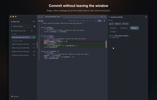 Git built in: stage, commit, branch, push