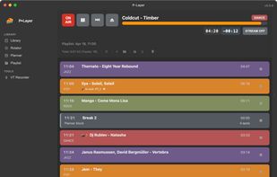 The main window of P-Layer is designed as a clean, structured workspace focused on live playback and full control over the current broadcast queue.