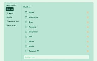 packing list generated
