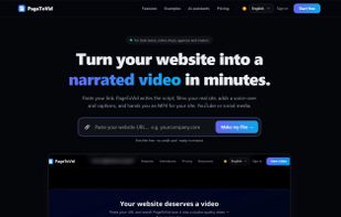 Home: paste a URL and get a narrated video in minutes
