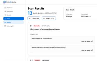 Exemple Pain Points scan result