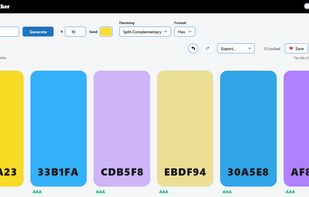 Note that WCAG ratings are available at a glance below the color cards.
