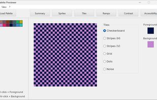 Preview palettes on tiled patterns to quickly evaluate repetition, contrast, and visual balance.